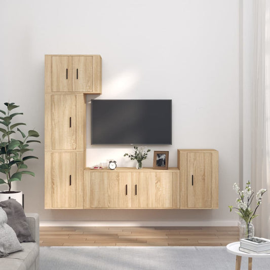 vidaXL 5 Piece TV Cabinet Set Sonoma Oak Engineered Wood