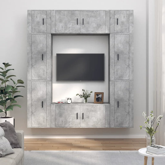 vidaXL 8 Piece TV Cabinet Set Concrete Grey Engineered Wood