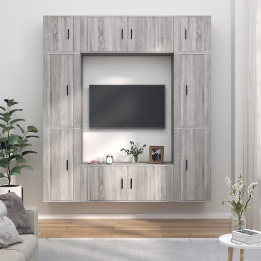 vidaXL 8 Piece TV Cabinet Set Grey Sonoma Engineered Wood