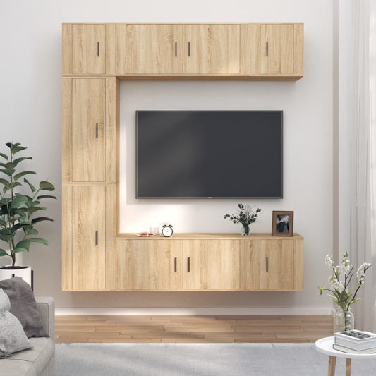 vidaXL 7 Piece TV Cabinet Set Sonoma Oak Engineered Wood