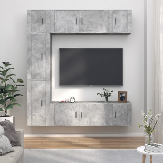 vidaXL 7 Piece TV Cabinet Set Concrete Grey Engineered Wood
