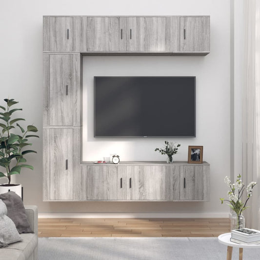 vidaXL 7 Piece TV Cabinet Set Grey Sonoma Engineered Wood