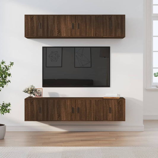 vidaXL 6 Piece TV Cabinet Set Brown Oak Engineered Wood