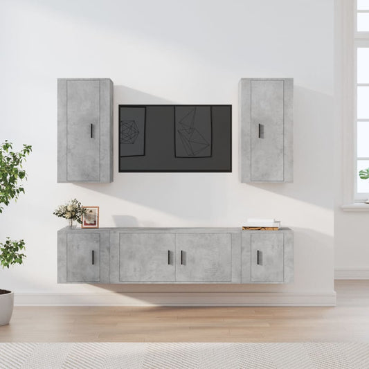 vidaXL 5 Piece TV Cabinet Set Concrete Grey Engineered Wood