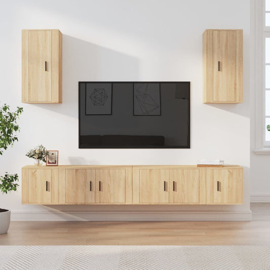 vidaXL 6 Piece TV Cabinet Set Sonoma Oak Engineered Wood