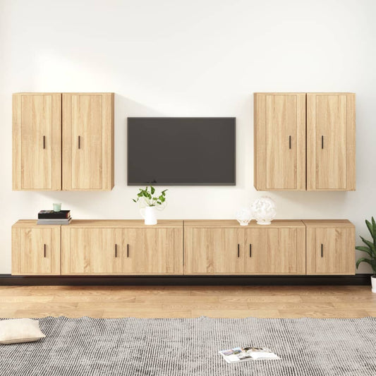 vidaXL 8 Piece TV Cabinet Set Sonoma Oak Engineered Wood
