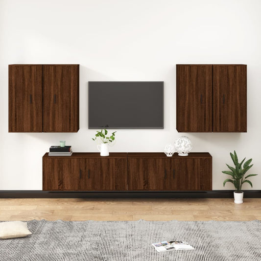 vidaXL 6 Piece TV Cabinet Set Brown Oak Engineered Wood