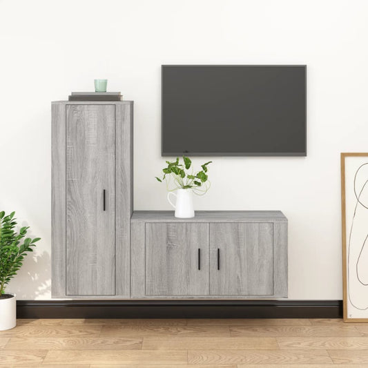 vidaXL 2 Piece TV Cabinet Set Grey Sonoma Engineered Wood
