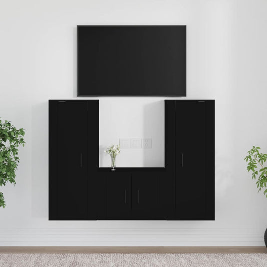 vidaXL 3 Piece TV Cabinet Set Black Engineered Wood
