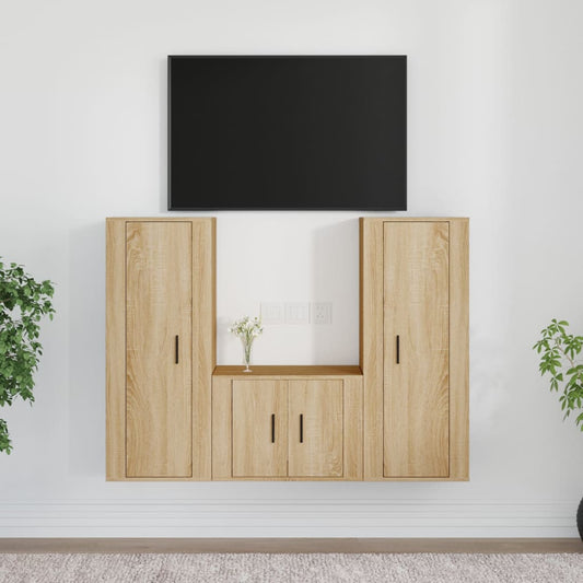 vidaXL 3 Piece TV Cabinet Set Sonoma Oak Engineered Wood