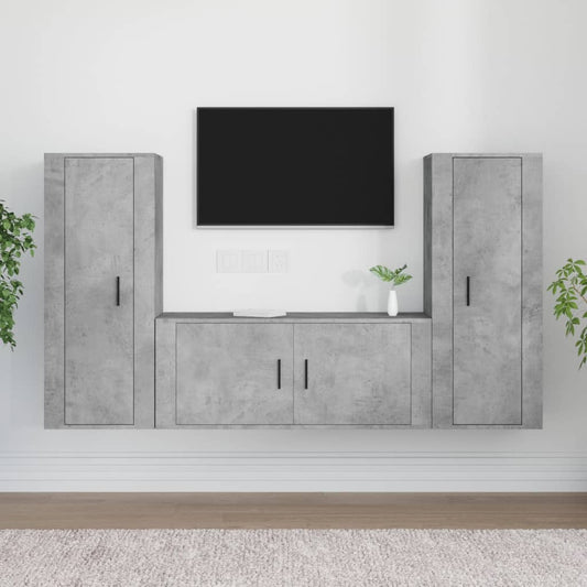 vidaXL 3 Piece TV Cabinet Set Concrete Grey Engineered Wood