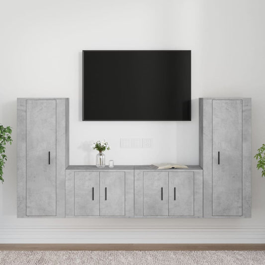 vidaXL 4 Piece TV Cabinet Set Concrete Grey Engineered Wood