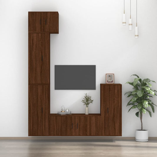 vidaXL 5 Piece TV Cabinet Set Brown Oak Engineered Wood