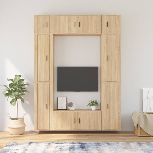 vidaXL 8 Piece TV Cabinet Set Sonoma Oak Engineered Wood