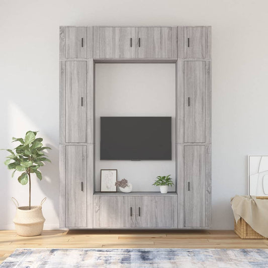 vidaXL 8 Piece TV Cabinet Set Grey Sonoma Engineered Wood