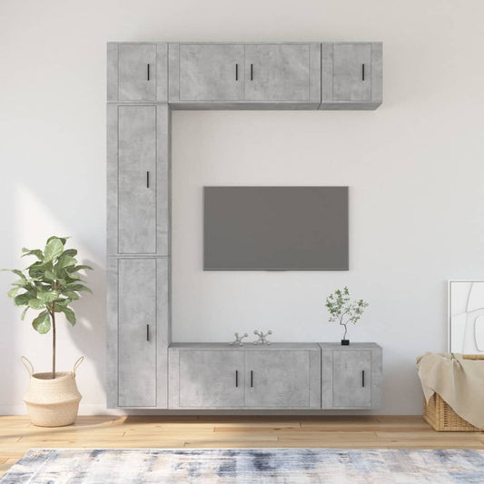 vidaXL 7 Piece TV Cabinet Set Concrete Grey Engineered Wood