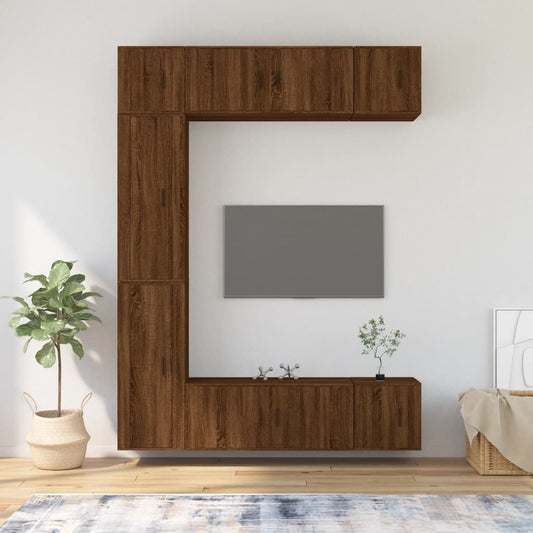 vidaXL 7 Piece TV Cabinet Set Brown Oak Engineered Wood