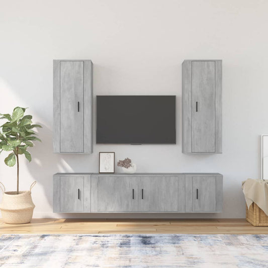 vidaXL 5 Piece TV Cabinet Set Concrete Grey Engineered Wood