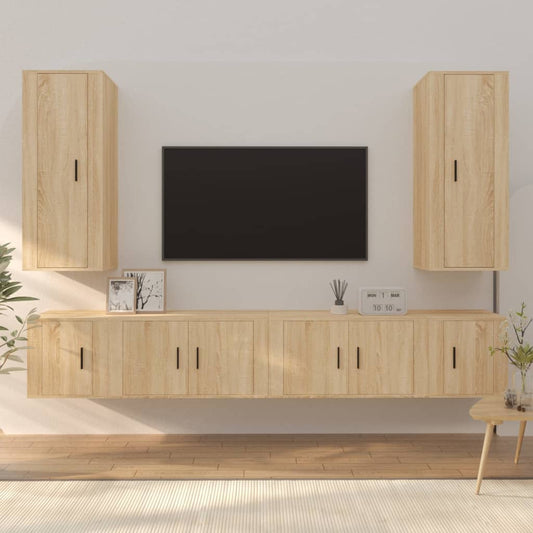 vidaXL 6 Piece TV Cabinet Set Sonoma Oak Engineered Wood