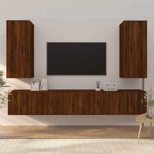 vidaXL 6 Piece TV Cabinet Set Brown Oak Engineered Wood