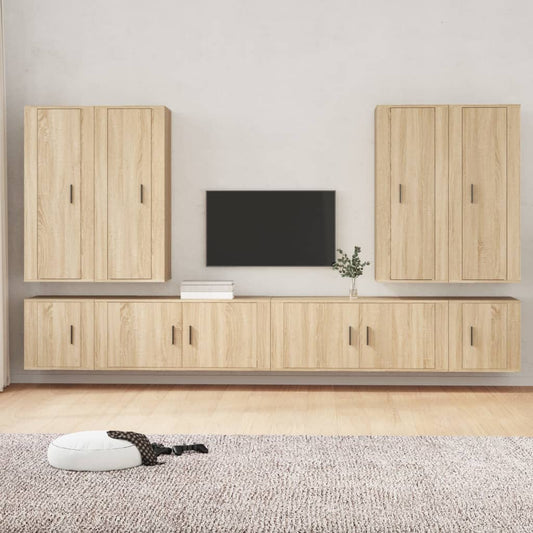 vidaXL 8 Piece TV Cabinet Set Sonoma Oak Engineered Wood