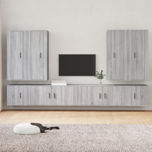 vidaXL 8 Piece TV Cabinet Set Grey Sonoma Engineered Wood