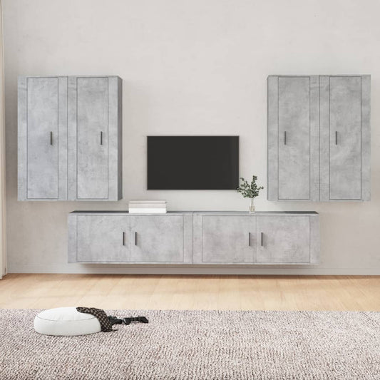 vidaXL 6 Piece TV Cabinet Set Concrete Grey Engineered Wood