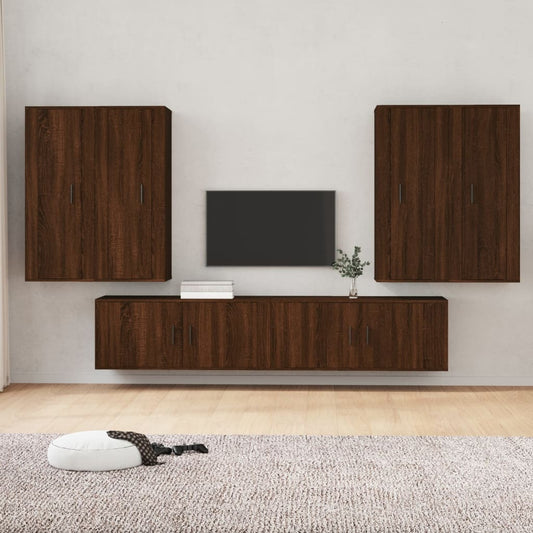 vidaXL 6 Piece TV Cabinet Set Brown Oak Engineered Wood