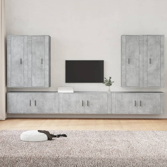 vidaXL 7 Piece TV Cabinet Set Concrete Grey Engineered Wood