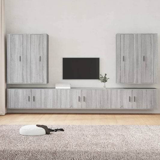 vidaXL 7 Piece TV Cabinet Set Grey Sonoma Engineered Wood