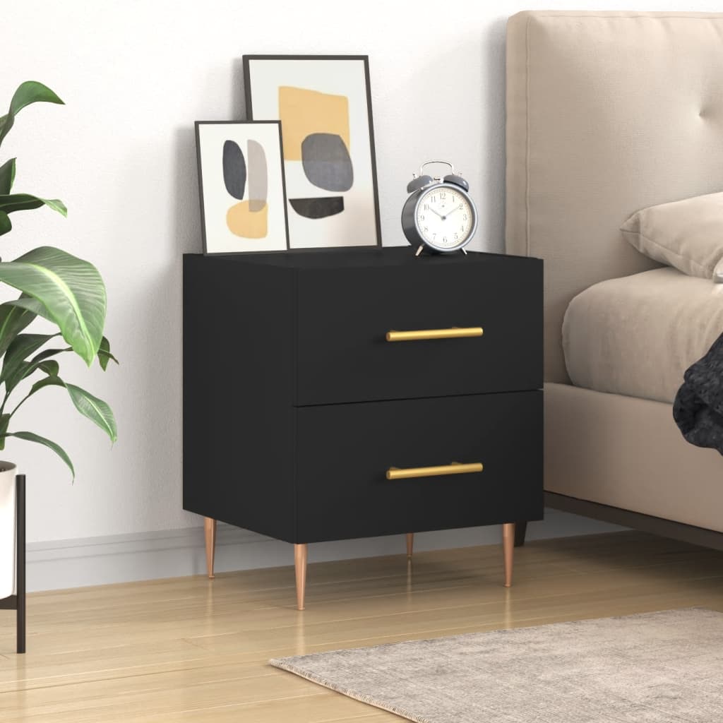 vidaXL Bedside Cabinet Black 40x35x47.5 cm Engineered Wood
