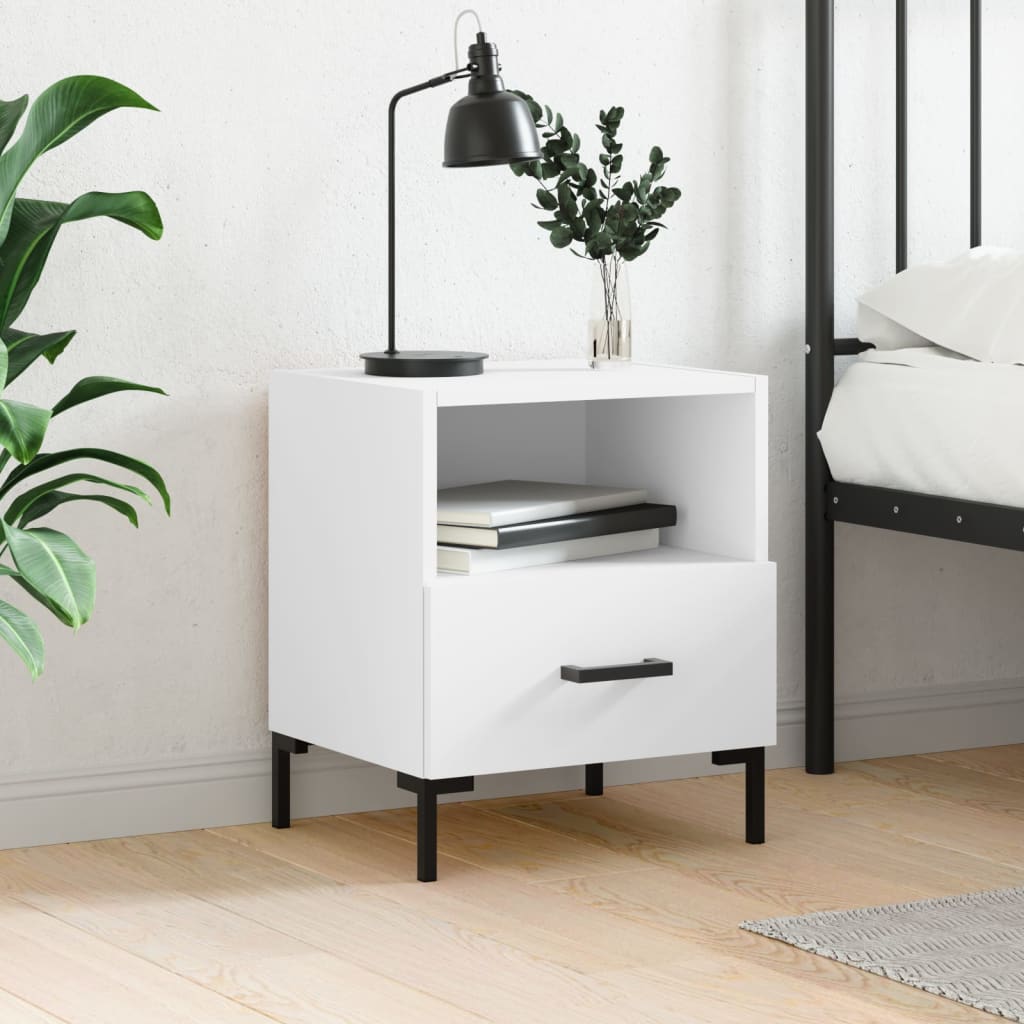 vidaXL Bedside Cabinet White 40x35x47.5 cm Engineered Wood