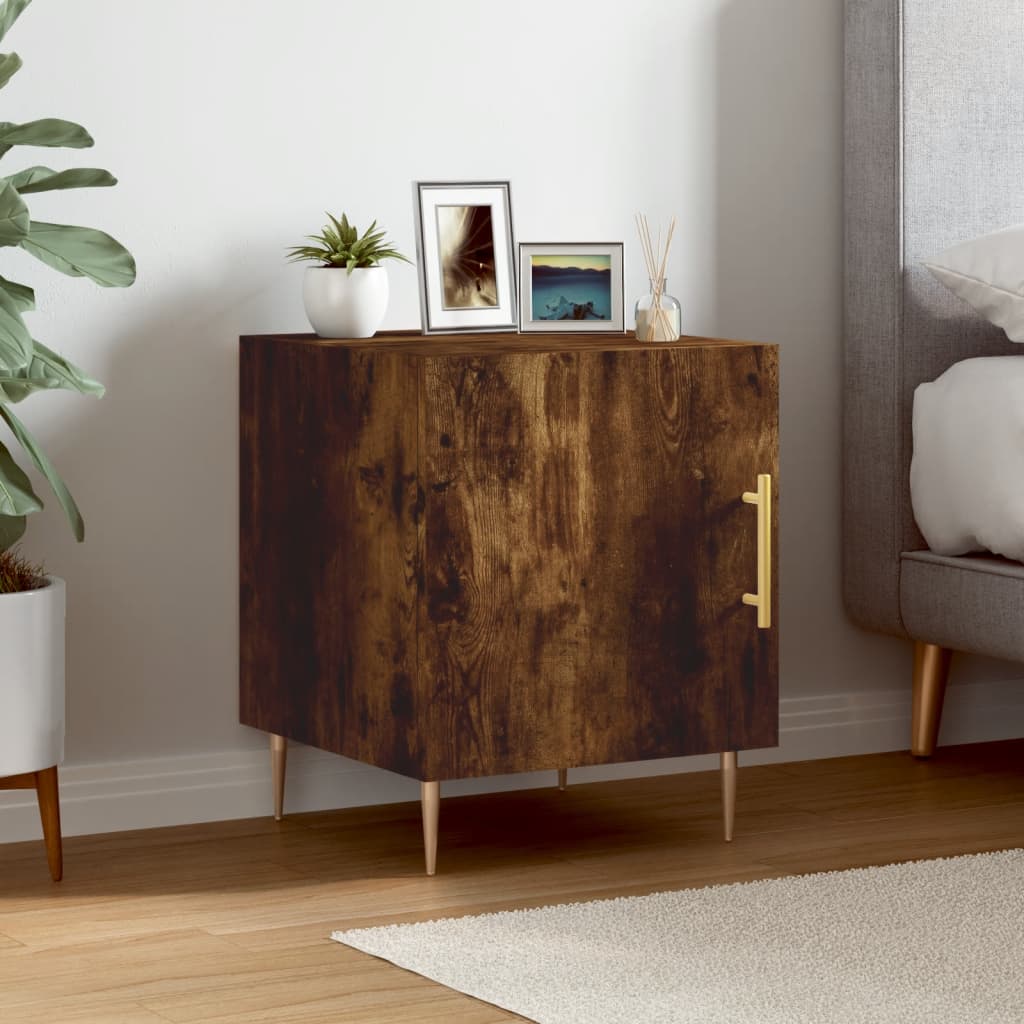 vidaXL Bedside Cabinet Smoked Oak 40x40x50 cm Engineered Wood
