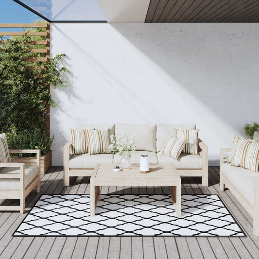 vidaXL Outdoor Rug Grey and White 100x200 cm Reversible Design