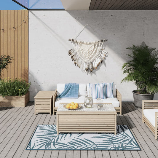 vidaXL Outdoor Rug Aqua and White 80x150 cm Reversible Design