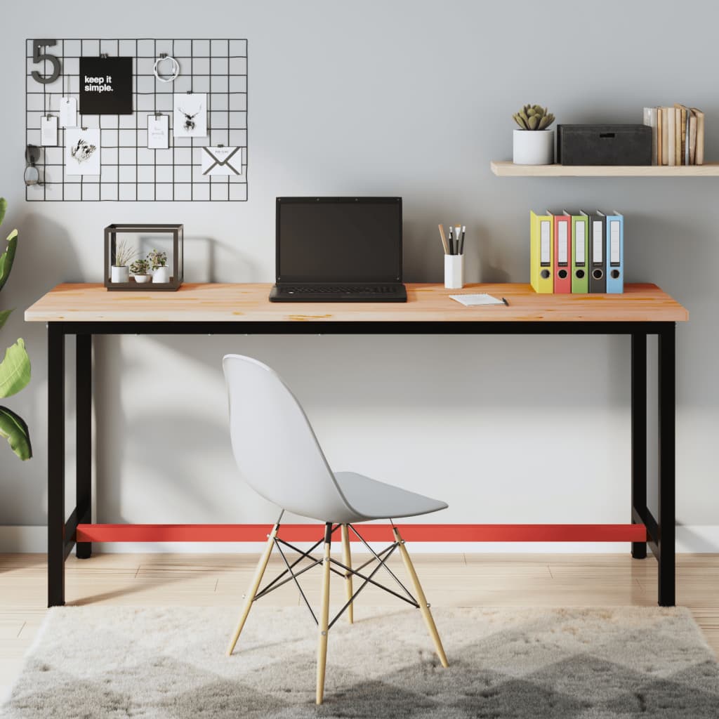 vidaXL Workbench 180x55x81.5 cm Solid Wood Beech and Metal