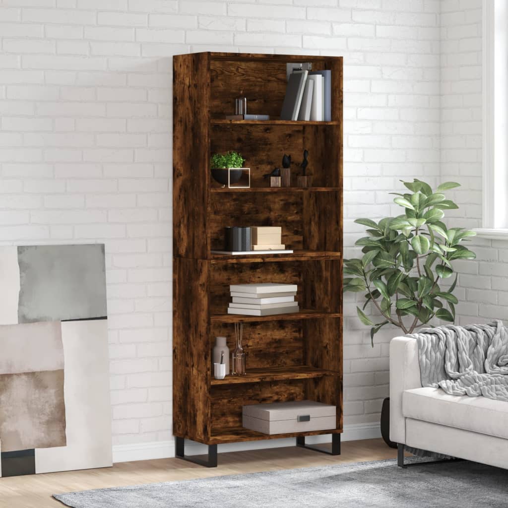 vidaXL Highboard Smoked Oak 69.5x32.5x180 cm Engineered Wood