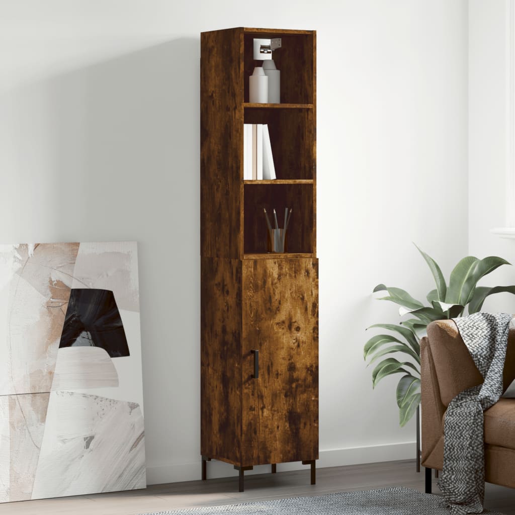 vidaXL Highboard Smoked Oak 34.5x34x180 cm Engineered Wood