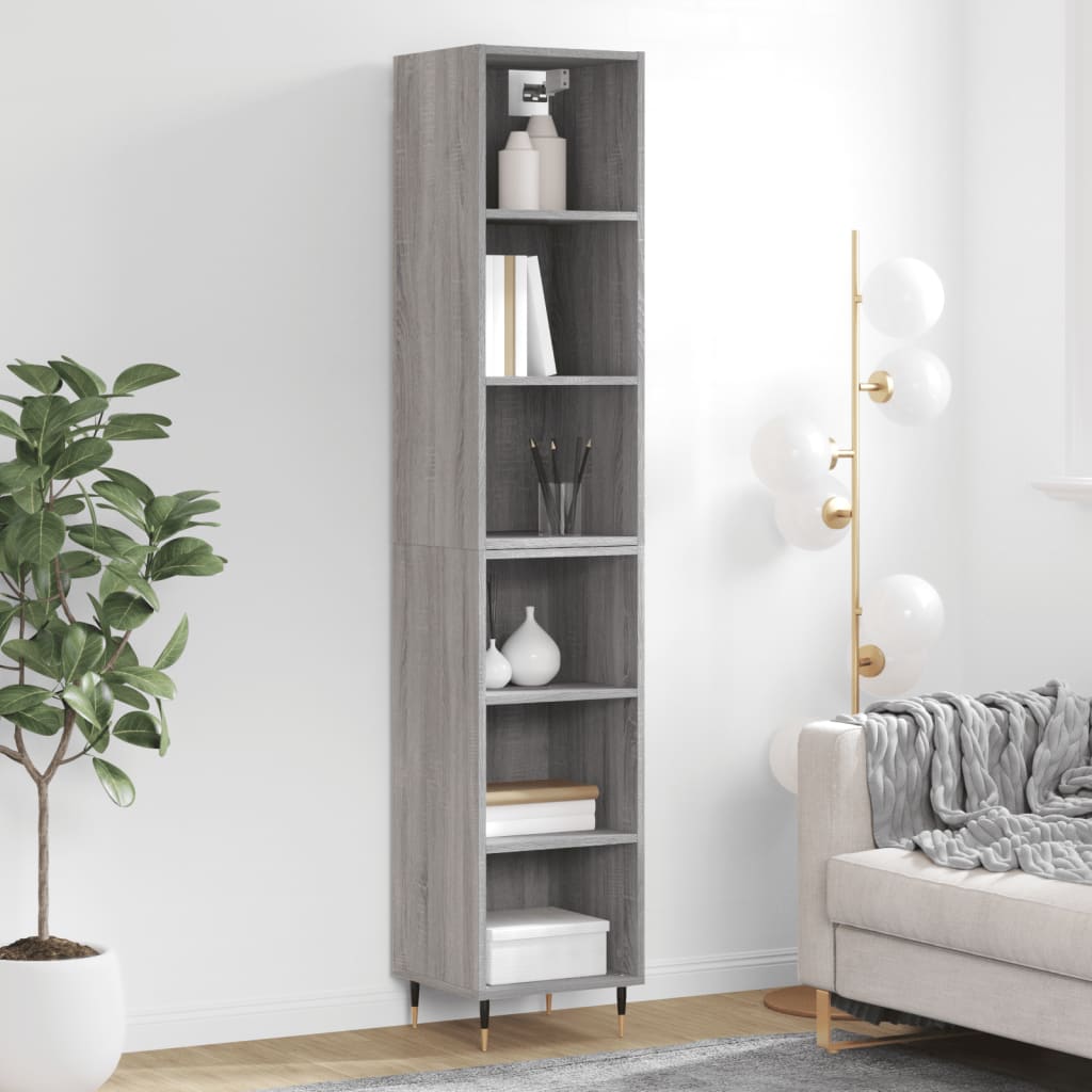 vidaXL Highboard Grey Sonoma 34.5x32.5x180 cm Engineered Wood