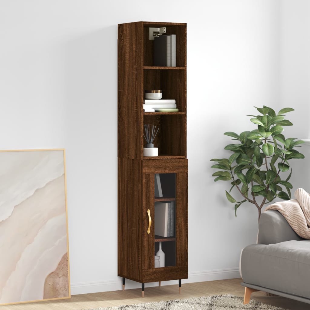 vidaXL Highboard Brown Oak 34.5x34x180 cm Engineered Wood