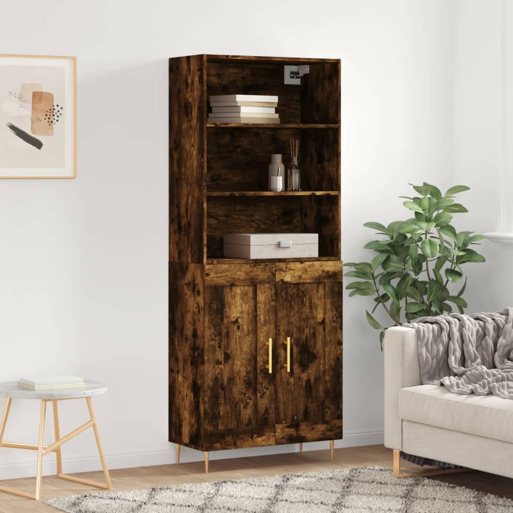 vidaXL Highboard Smoked Oak 69.5x34x180 cm Engineered Wood