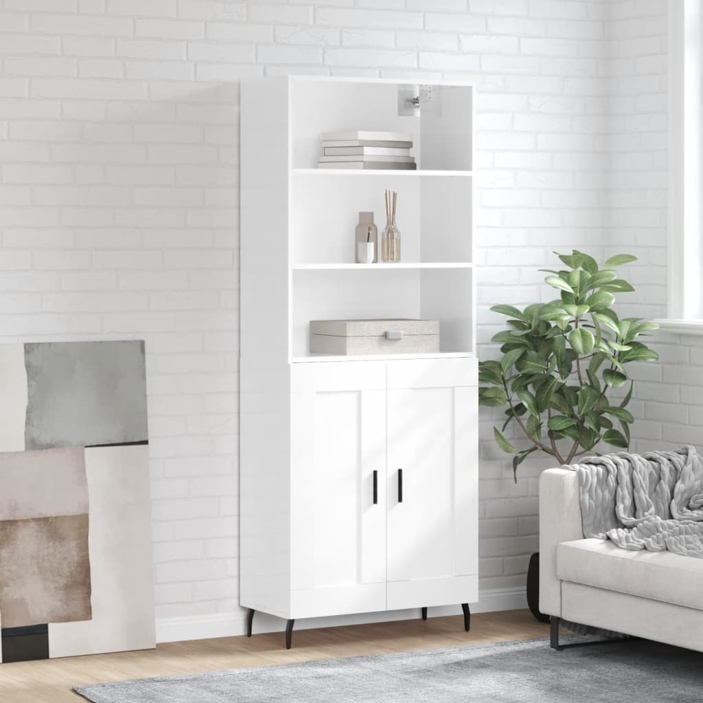 vidaXL Highboard High Gloss White 69.5x34x180 cm Engineered Wood
