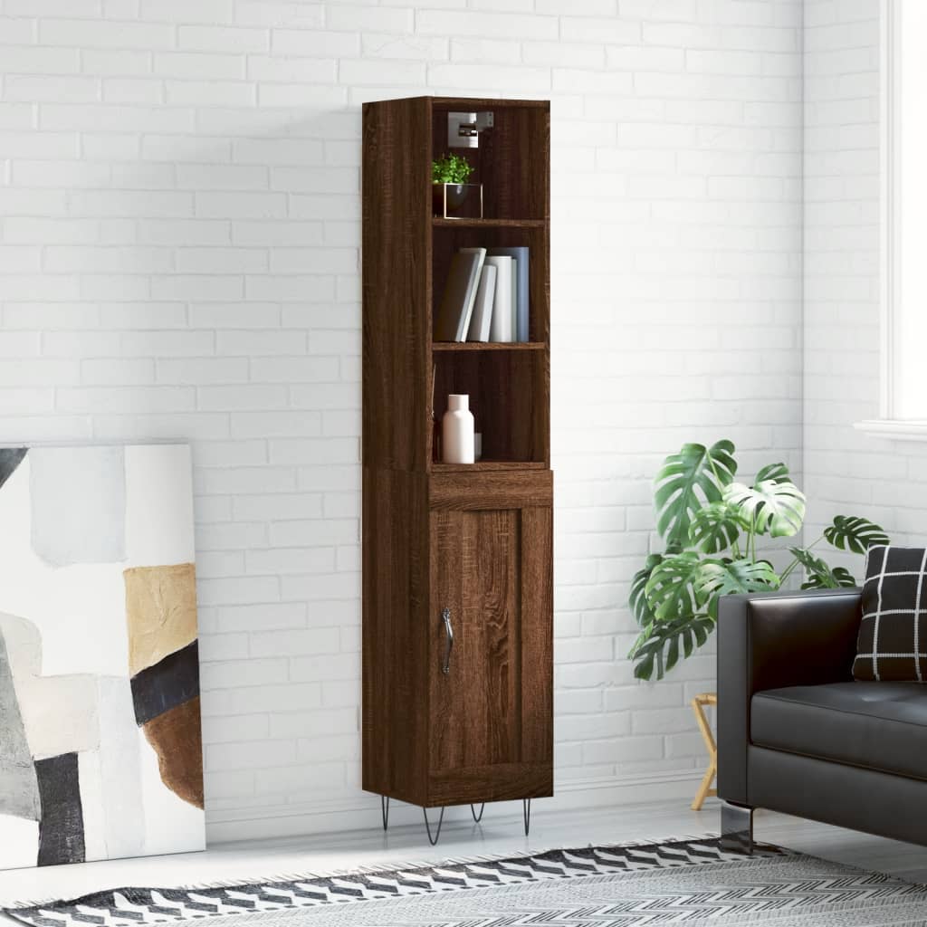 vidaXL Highboard Brown Oak 34.5x34x180 cm Engineered Wood