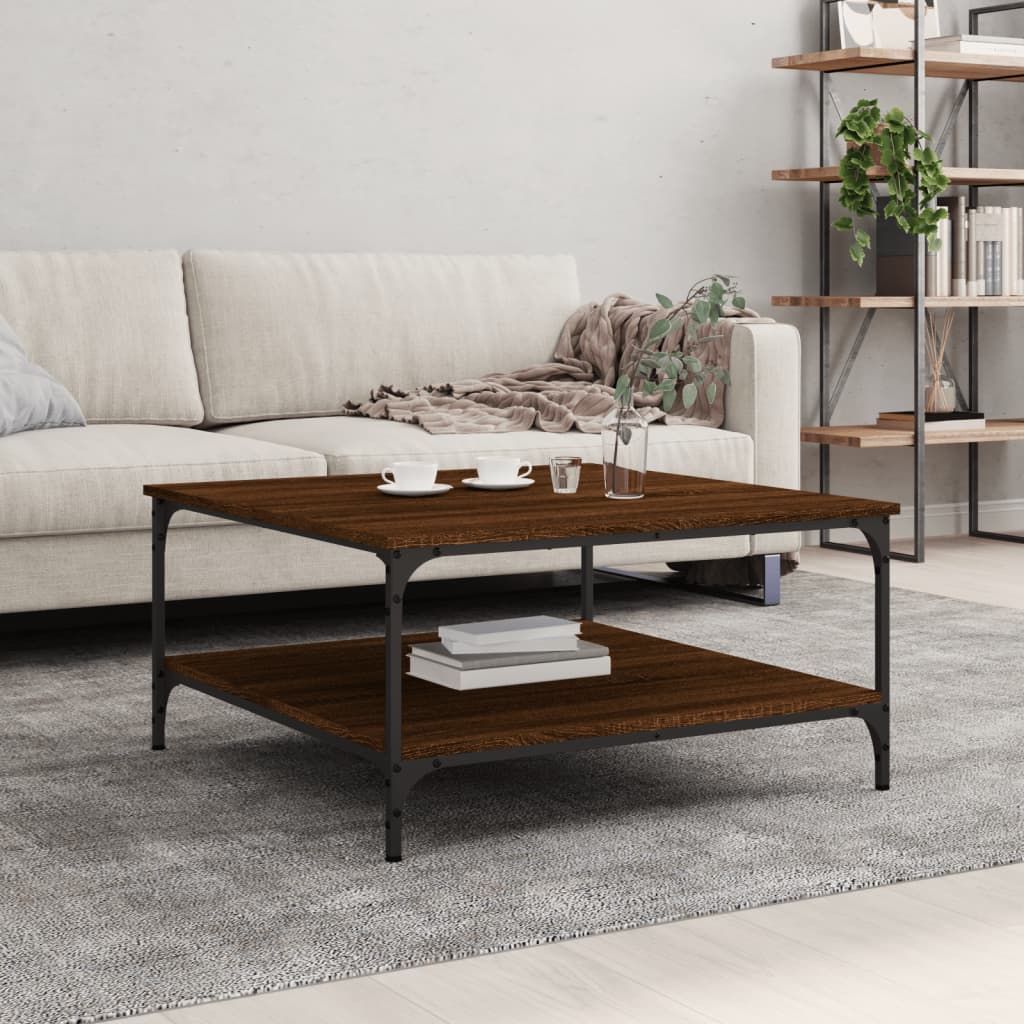 vidaXL Coffee Table Brown Oak 80x80x40 cm Engineered Wood