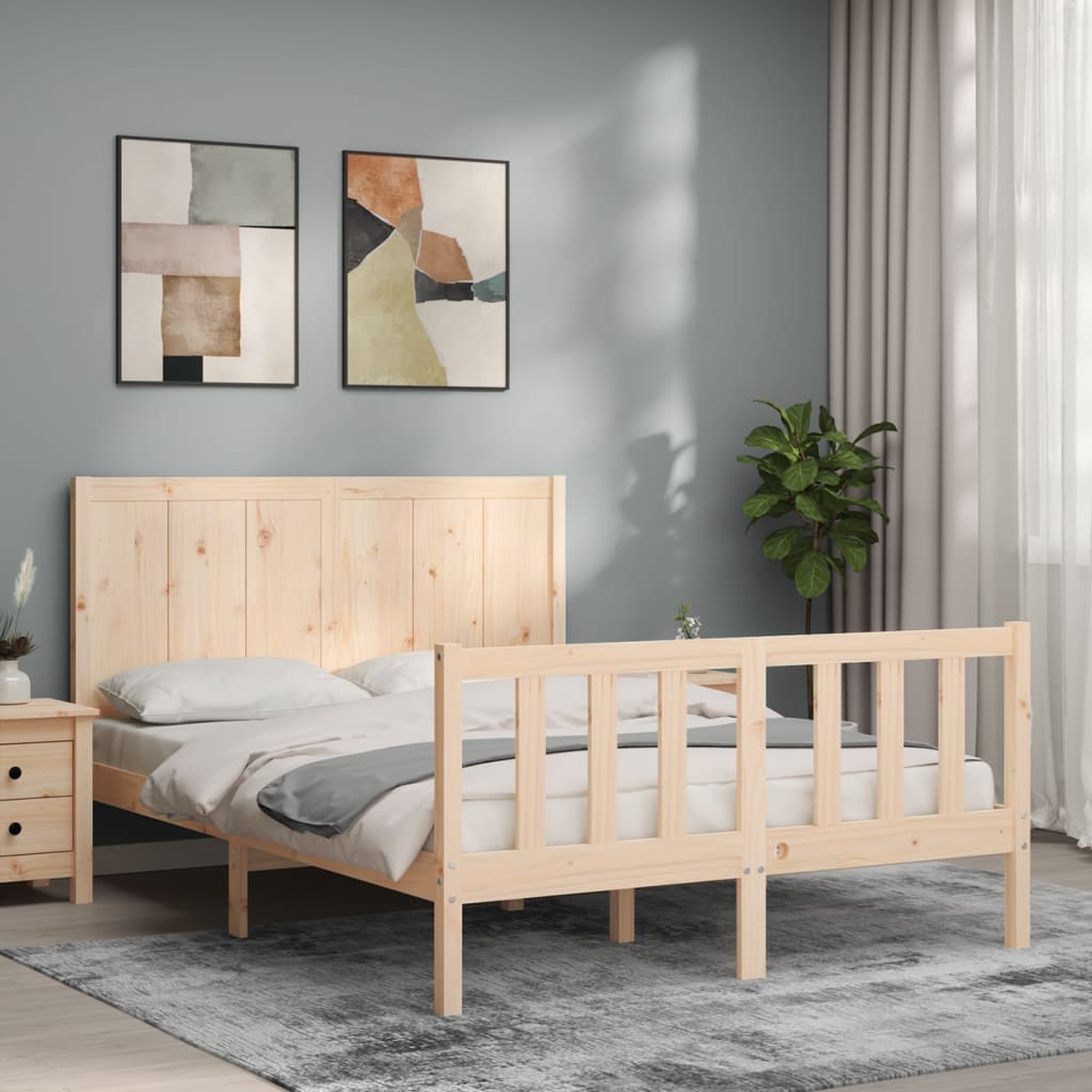 vidaXL Bed Frame with Headboard 120x200 cm Solid Wood