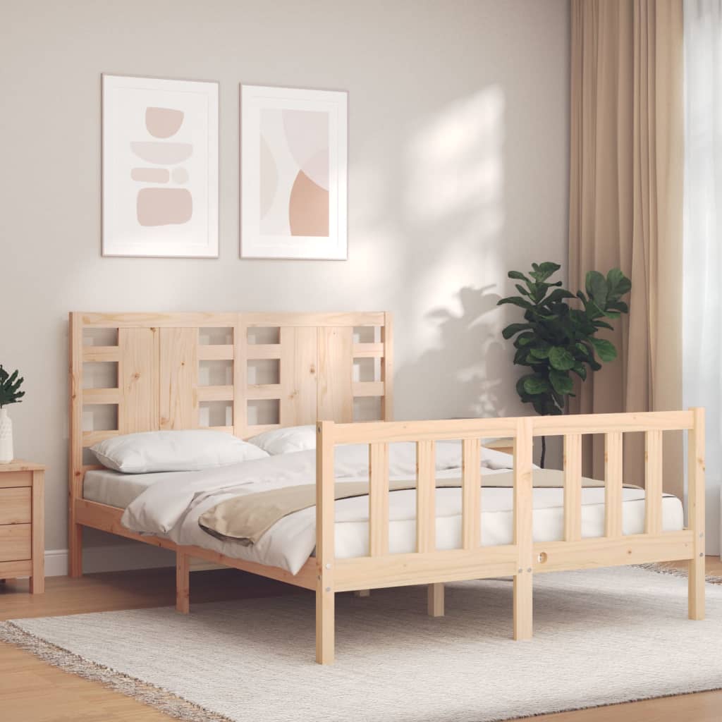 vidaXL Bed Frame with Headboard 120x200 cm Solid Wood