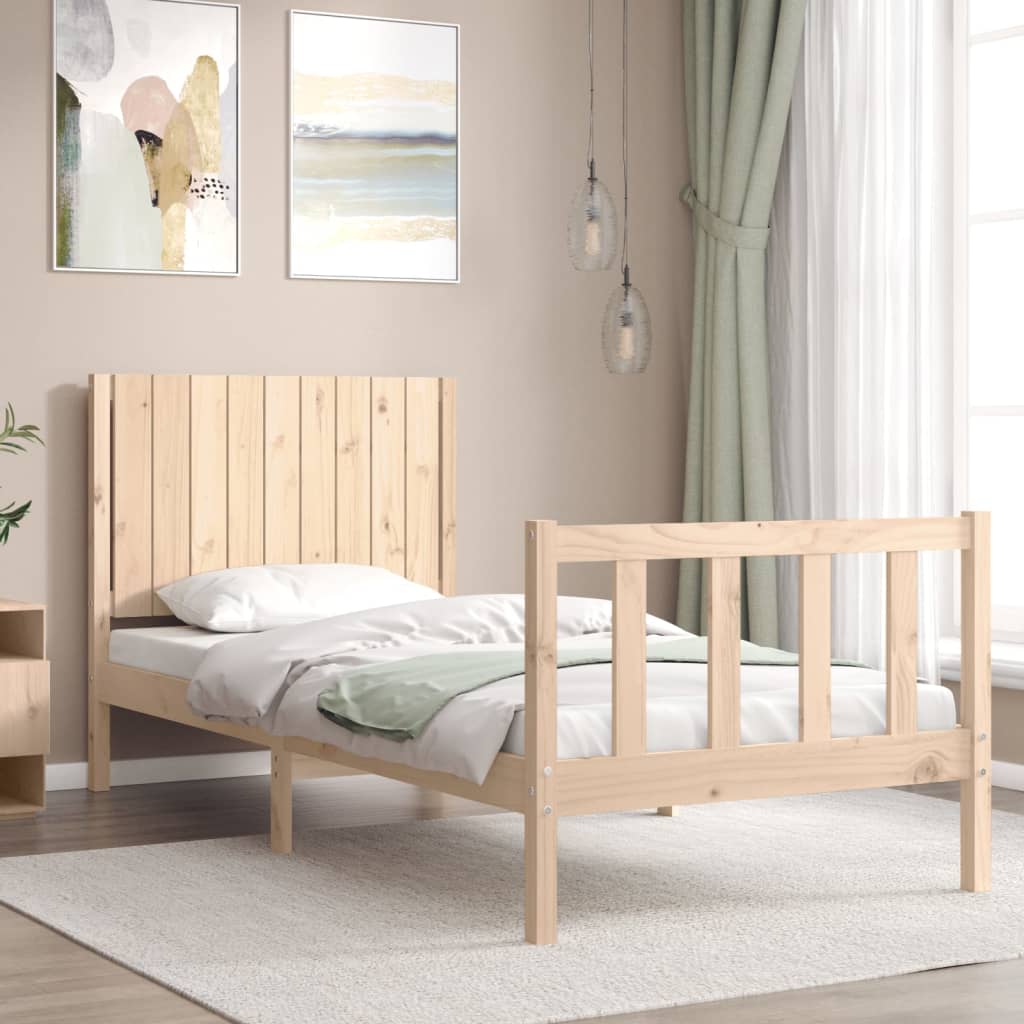 vidaXL Bed Frame with Headboard 90x200 cm Solid Wood