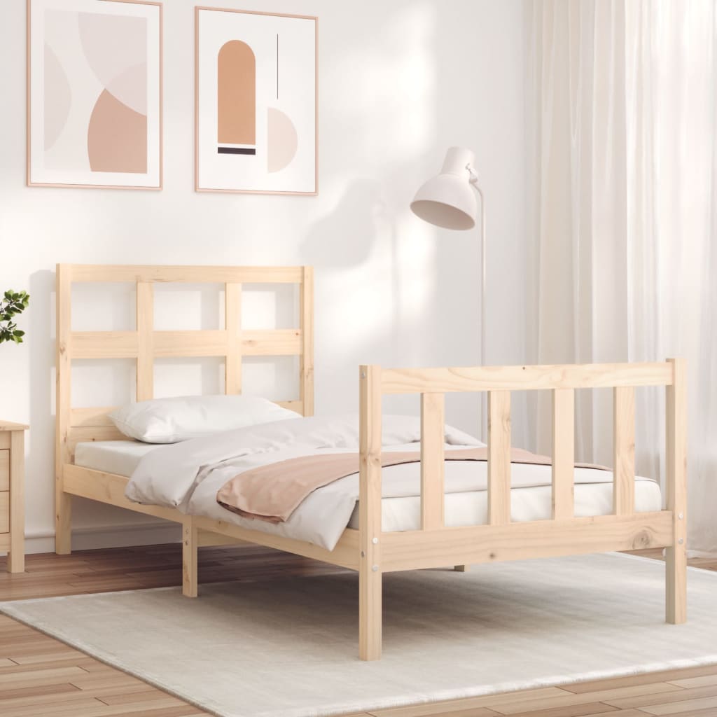 vidaXL Bed Frame with Headboard 90x200 cm Solid Wood