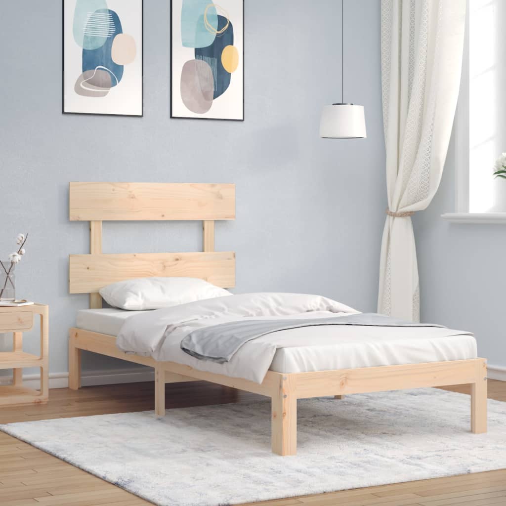 vidaXL Bed Frame with Headboard 90x200 cm Solid Wood