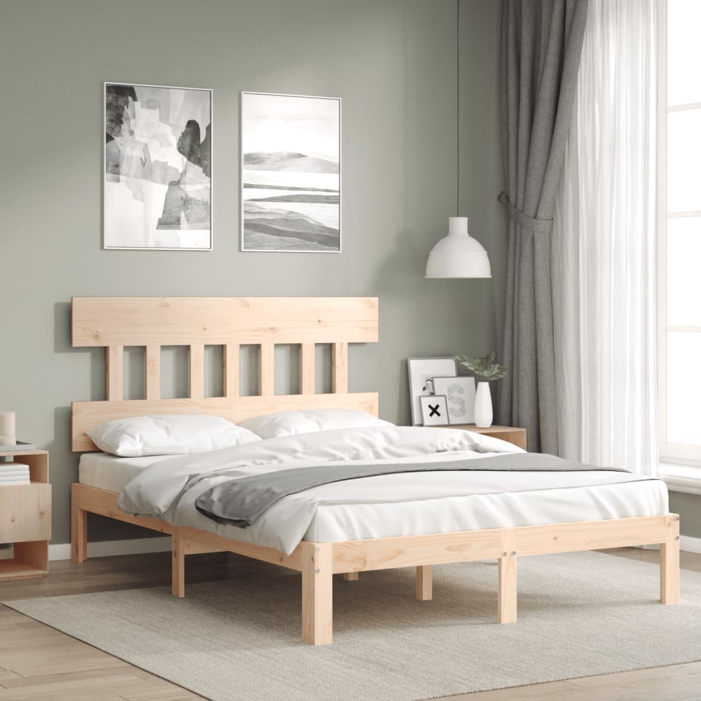 vidaXL Bed Frame with Headboard 140x200 cm Solid Wood